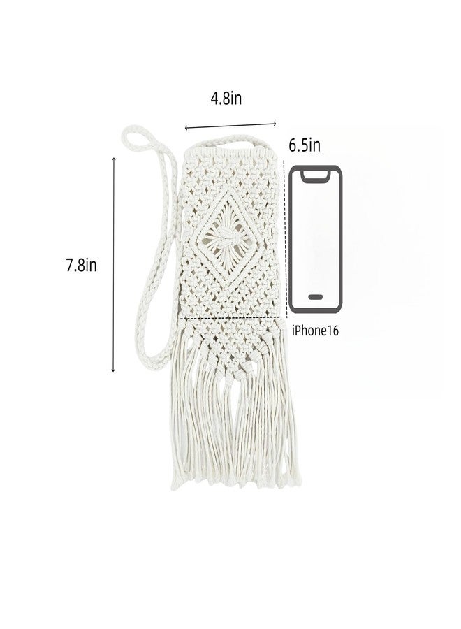 Eiyye Boho Purse Crochet Women's Crossbody Handbags Handmade Purse with Tassel, Lightweight Shoulder Bag Mini Bag(White) - Image 2